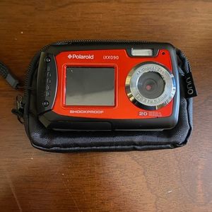 Red Polaroid camera
